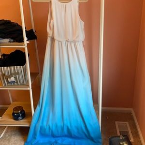 Blue dip dye maxi dress.